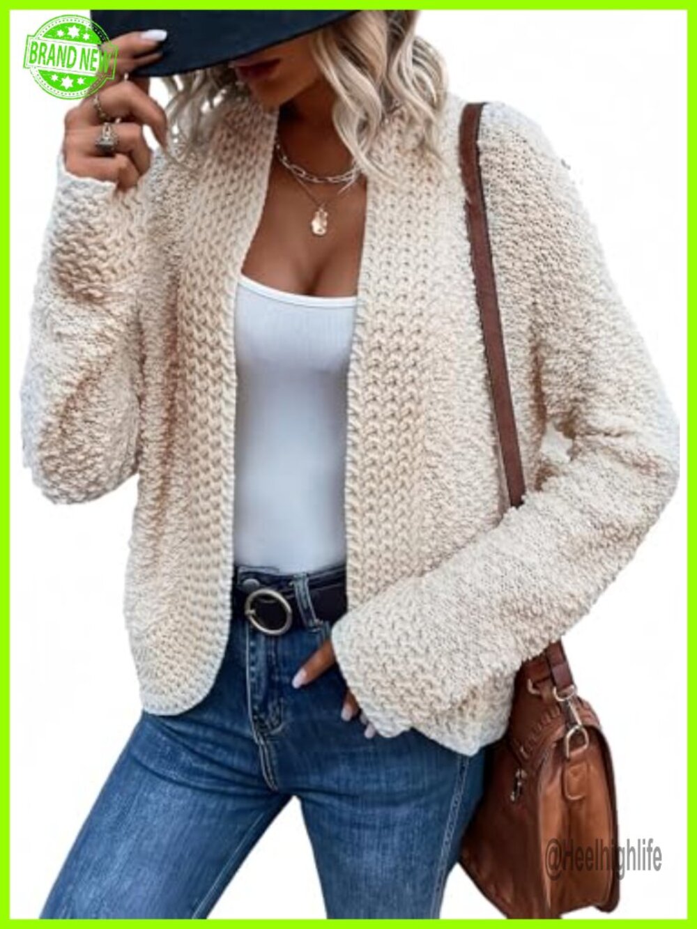 Women's Chunky Knit Open Front Cardigan Long Sleeve Loose Fit Sweater Coat